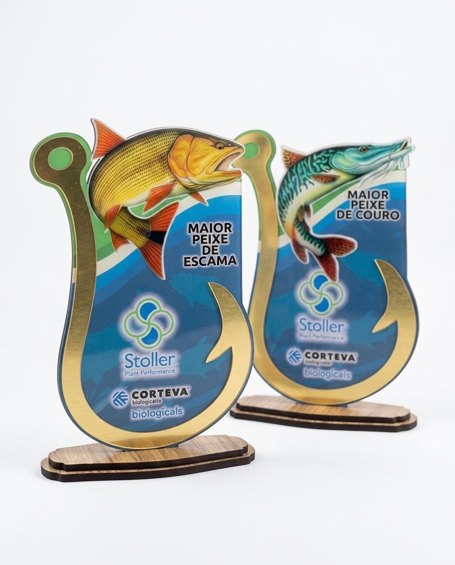 Troféu Pesca Acrílico - Modelo Anzol