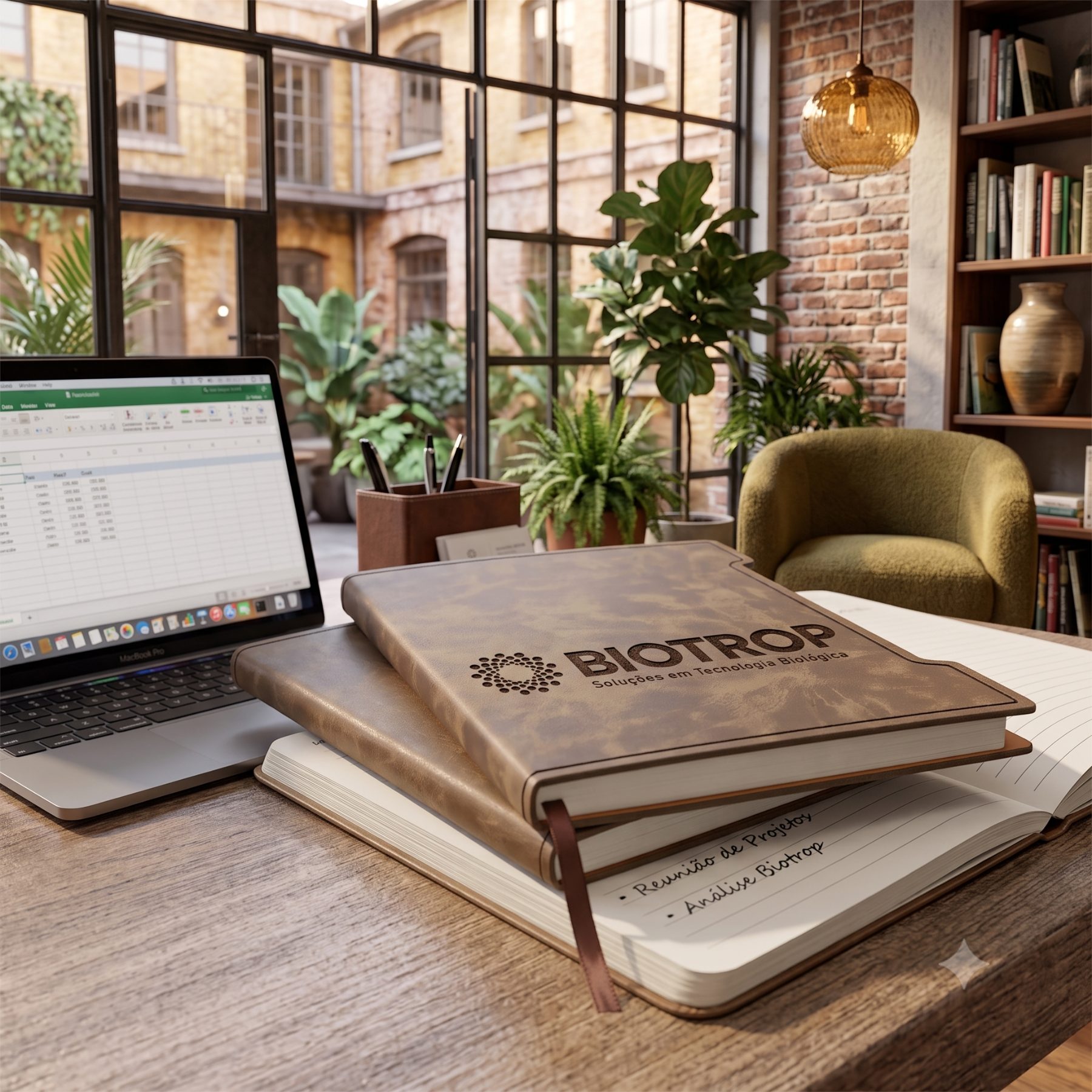 Caderno em couro sintético com capa dura