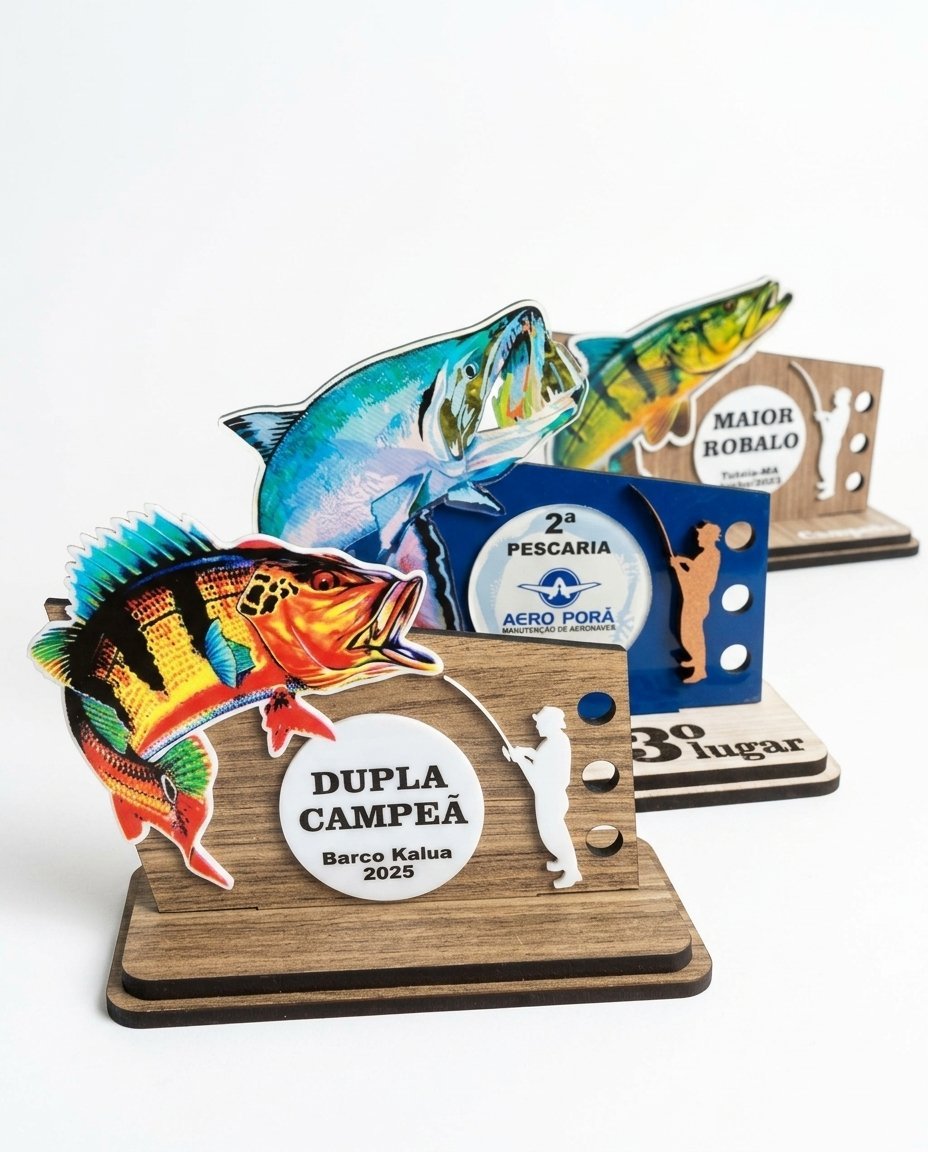 Troféu Pesca Esportiva MDF - Modelo Baixo